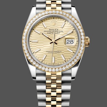 Replique Rolex Datejust 36mm or jaune et acier cadran champagne 126283RBR cadran champagne pour femme