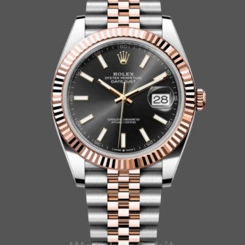 Replique Hommes - Rolex Datejust 41-126331, or Everose, cadran noir, bracelet jubilé Cadran noir