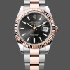 Replique Hommes - Rolex Datejust 41-126331, or Everose, cadran noir, bracelet Oyster Cadran noir