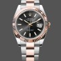 Replique Hommes - Rolex Datejust 41-126331, or Everose, cadran noir, bracelet Oyster Cadran noir