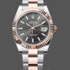 Replique Rolex Day Date-M128235 0050 unisexe, or rose, cadran diamant ardoise, bracelet président, gris