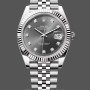 Replique Hommes - Rolex Datejust 41-m126334 0006, Rhodium Cadran diamant, lunette cannelée, cadran gris hommes