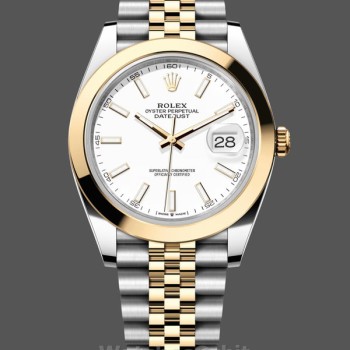 Replique Hommes Rolex Datejust 41mm Acier inoxydable Or Jaune M126303 0016 Cadran Blanc Hommes