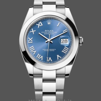 Replique Hommes - Rolex Datejust 41-M126300 0017, acier, cadran romain bleu Azzuro, Cadran bleu Hommes