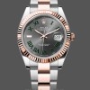 Replique Hommes - Rolex Datejust 41-m126331 0015, acier et or Everose, cadran Wimbledon, bracelet Oyster gris
