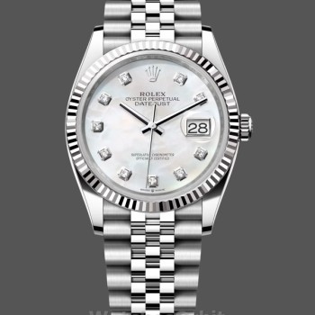 Replique Hommes - Rolex Datejust 41-126334, acier et or blanc, cadran diamant MOP, Cadran MOP Hommes