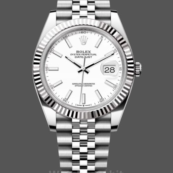 Replique Hommes - Rolex Datejust 41-M126334 0010, acier et or blanc, cadran blanc, bracelet jubilé, cadran blanc pour hommes