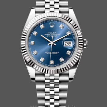Replique Hommes - Rolex Datejust 41-126334 0016, or blanc, cadran bleu Cadran bleu