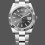 Replique Hommes Rolex Datejust 41-M126334, Or blanc, lunette cannelée, cadran ardoise, Oyster, cadran gris hommes