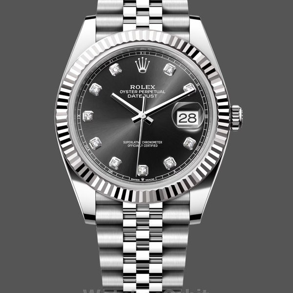 Replique Hommes Rolex Datejust 41-m126334, Rolesor, Black Diamond Dial, Hommes Cadran noir