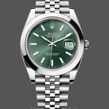 Replique Hommes - Rolex Datejust 41-m126300 0020, Oystersteel, Jubilé, Cadran vert menthe Cadran vert