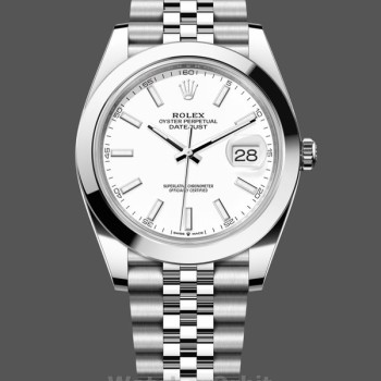 Replique Hommes - Rolex Datejust 41-126300 0006, acier, index blanc, cadran blanc jubilé