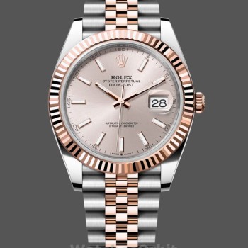 Replique Hommes - Rolex Datejust 41-126331 0010, bicolore, or rose, bracelet jubilé, cadran index Sundust Cadran Sundust