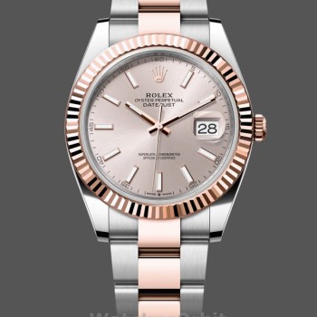 Replique Hommes - Rolex Datejust 41-126331 0009, bicolore, or rose, cadran index Sundust Cadran Sundust