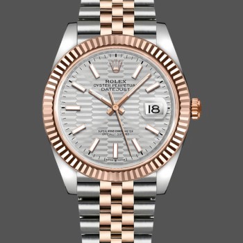 Replique Hommes - Rolex Datejust-m126331 0018, 41mm, automatique, bracelet jubilé, cadran argenté à motif cannelé