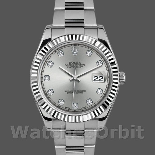 Replique Hommes Rolex Datejust II 41mm Hommes-116334-Silver Diamond Dial Silver Diamond