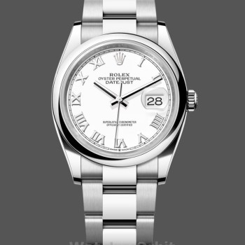 Replique Rolex Datejust 36mm Unisex-m126200 0008-White Roman Dial-Stainless Steel White Dial pour femme