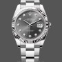 Replique Hommes Rolex Datejust 41mm Hommes-m126334 0005-Cerclage cannelé-Dialogue gris rhodium foncé Gris