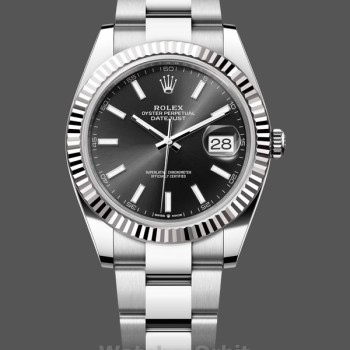 Replique Hommes Rolex Datejust 41mm Hommes-m126334 0017-Cerclage cannelé-Cadran noir Noir