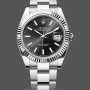 Replique Hommes Rolex Datejust 41mm Hommes-m126334 0017-Cerclage cannelé-Cadran noir Noir