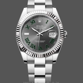 Replique Hommes Rolex Datejust 41mm Hommes-m126334 0021-Lunette cannelée-Cadran gris Wimbledon Grey Wimbledon