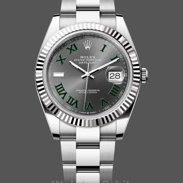 Replique Hommes Rolex Datejust 41mm Hommes-m126334 0021-Lunette cannelée-Cadran gris Wimbledon Grey Wimbledon