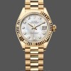 Replique Rolex Datejust-m279178 0025, 28mm, or jaune, cadran nacre, lunette cannelée, Lady MOP pour femme