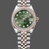 Replique Rolex Datejust-279381RBR 0007 pour femme, diamant vert olive, acier et or rose, cadran vert pour femme