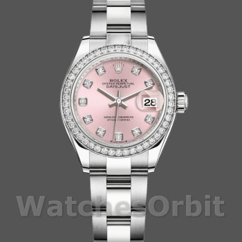 Replique Rolex Datejust 28mm Femmes-279384RBR PDO-Diamant rose-Bracelet huître rose
