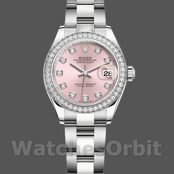 Replique Rolex Datejust 28mm Femmes-279384RBR PDO-Diamant rose-Bracelet huître rose