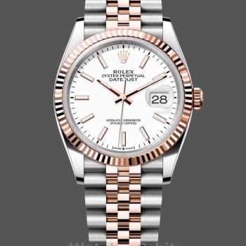 Replique Hommes - Rolex Datejust-M126231 0017, acier et or Everose, cadran blanc Cadran blanc