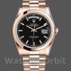 Replique Hommes Rolex Day-Date 36mm Unisex-118205-Black Dial Black