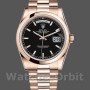 Replique Hommes Rolex Day-Date 36mm Unisex-118205-Black Dial Black