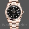 Replique Rolex Day-Date 36mm Unisex-118205-Cadran noir-Or rose noir