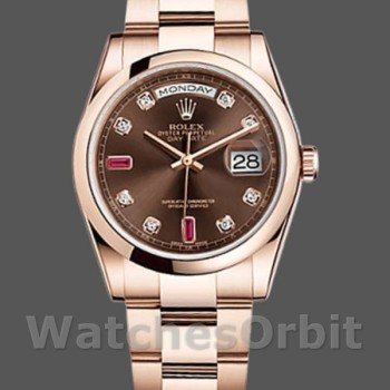 Replique Rolex Day-Date 36mm Unisex-118205-Chocolate Brown Dial Brown unisexe