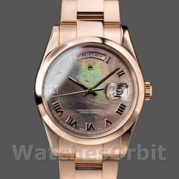 Replique Rolex Day-Date 36mm Unisex-118205-MOP-Cadran à chiffres romains MOP