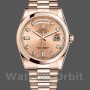 Replique Rolex Day-Date 36mm Unisex-118205-Or rose-Champagne Cadran diamant Champagne