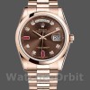 Replique Rolex Day-Date 36mm Unisex-118205-Rose Gold-Chocolate Brown Dial Chocolate unisexe