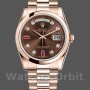 Replique Rolex Day-Date 36mm Unisex-118205-Rose Gold-Chocolate Brown Dial Chocolate unisexe