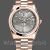 Replique Rolex Day-Date 36mm Unisex-118205-Rose Gold-Rhodium Grey Dial Gris