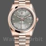 Replique Rolex Day-Date 36mm Unisex-118205-Rose Gold-Rhodium Grey Dial Gris