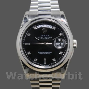 Replique Rolex Day-Date 36mm Unisex-118206-Cadran diamant noir Noir