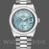 Replique Rolex Day-Date 36mm Unisex-118206-Cadran bleu glacier-Diamond-Platinum Bleu glacier