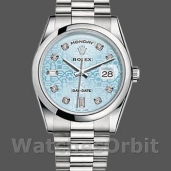 Replique Rolex Day-Date 36mm Unisex-118206-Ice Blue-Diamonds Dial Ice Blue