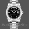 Replique Rolex Day-Date 36mm Unisex-118206-Platinum-Black Dial Luxe