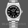 Replique Rolex Day-Date 36mm Unisex-118206-Platinum-Black Diamond Dial Black
