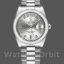 Replique Rolex Day-Date 36mm Unisex-118206-Argent Cadran Diamant-Platinum Silver