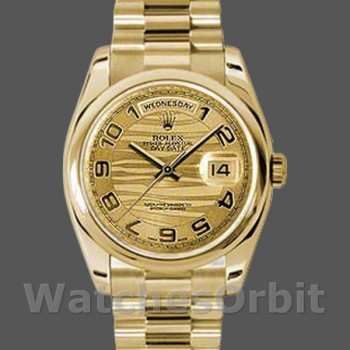 Replique Rolex Day-Date 36mm Unisex-118208-Arabic Numeral Wave-Champagne Cadran Champagne