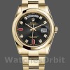 Replique Rolex Day-Date 36mm Unisex-118208-Cadran diamant noir-Boîtier or jaune noir