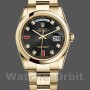 Replique Rolex Day-Date 36mm Unisex-118208-Cadran diamant noir-Boîtier or jaune noir